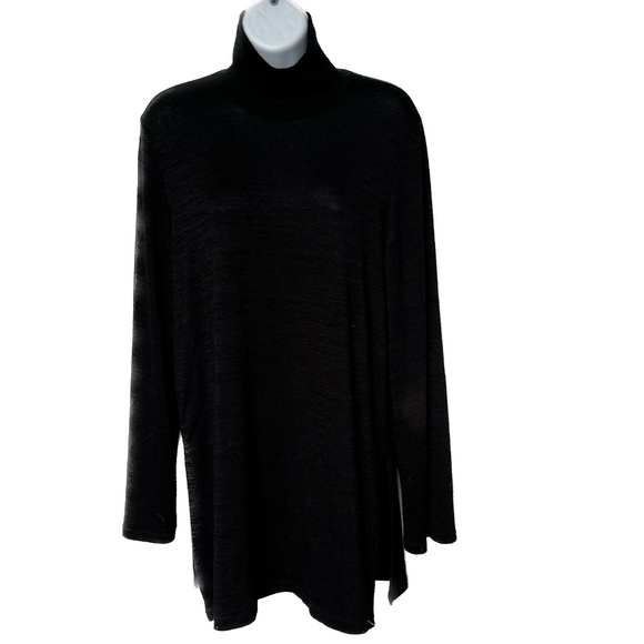 Wilfred Free Sweater Womens Black Mock Turtleneck Size Large Side Slits Thin - Picture 1 of 6